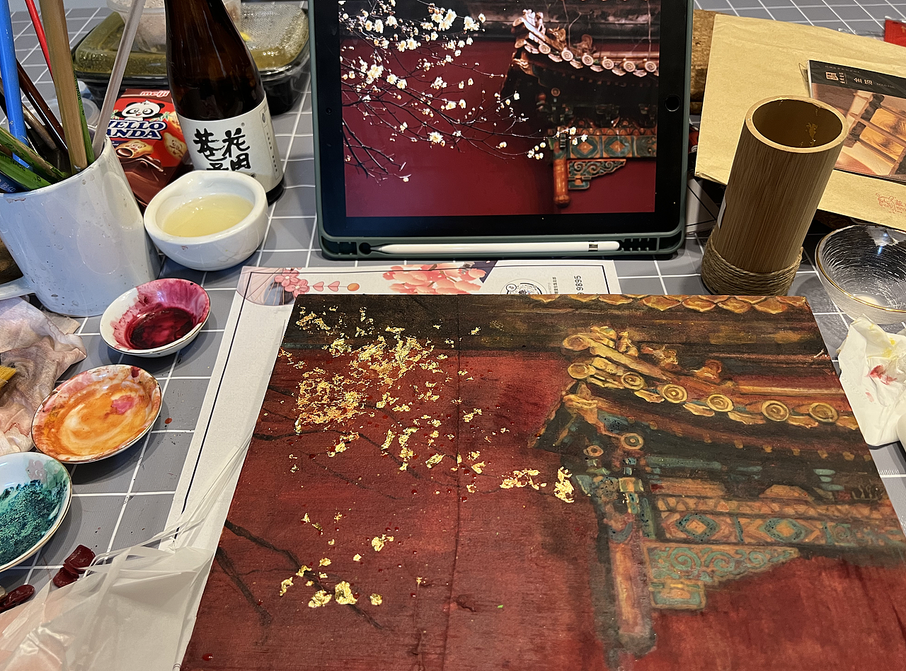 岩彩《春染金陵》（图ZMjg4MzU2NjM2） - 绘画 - 站酷设计师废柴女友原创素材 - 站酷ZCOOL