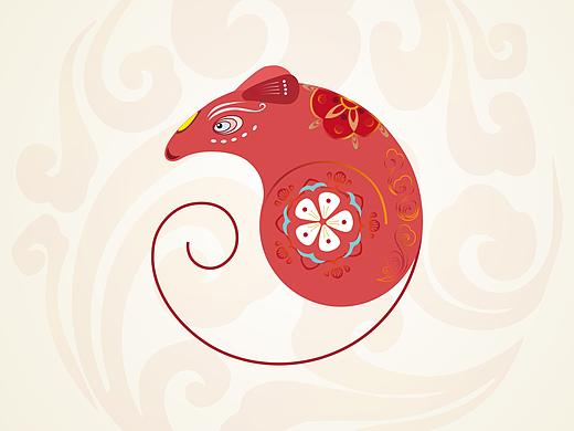 鼠-梅兰竹菊（将老鼠与吉祥文案的结合）