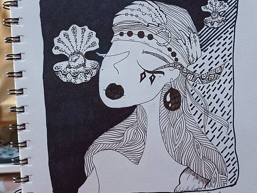 戴珍珠耳环的少女