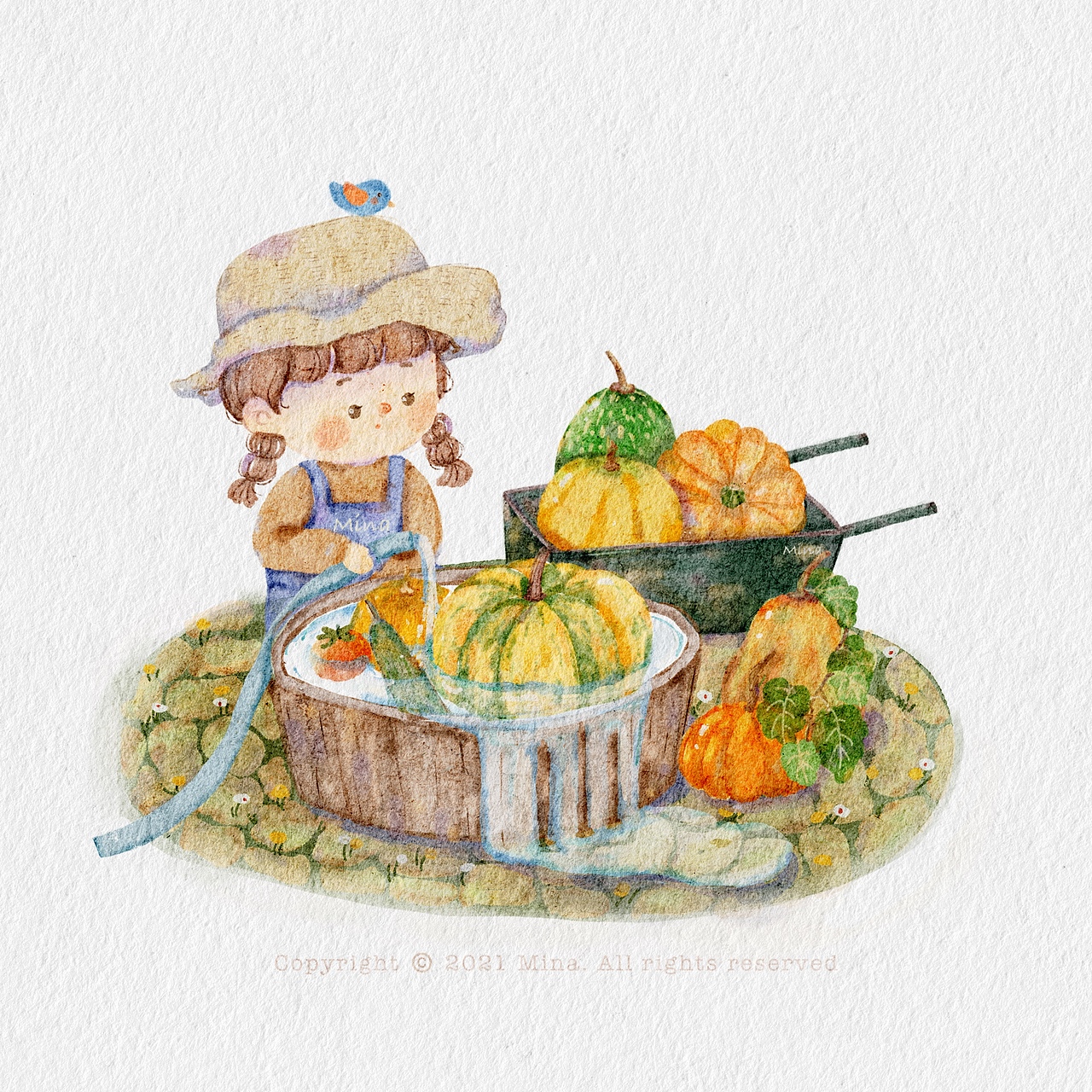 可爱南瓜女孩系列九图（图ZMjc2NDQ0MjQ4） - 儿童插画 - 站酷设计师画画的Mina原创素材 - 站酷ZCOOL