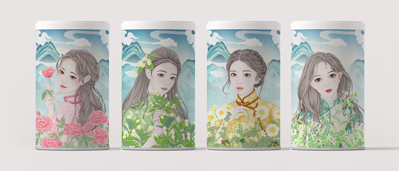 国风商业插画/适用茶叶、护肤品、文创等