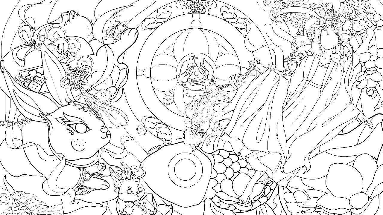 2023兔年插画——卯兔送福,喜迎新春