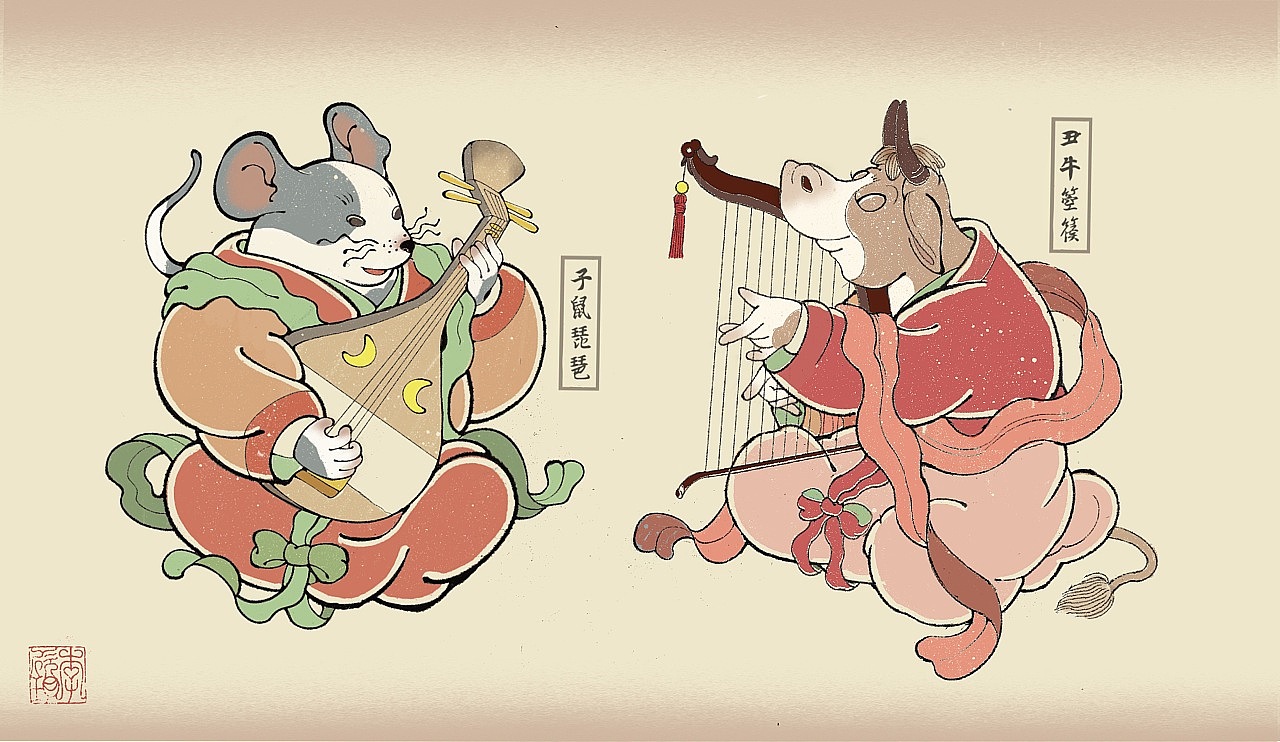 国风中国传统文化古乐武士金鱼130胖玥《十二生肖神仙茶馆》2276胖玥