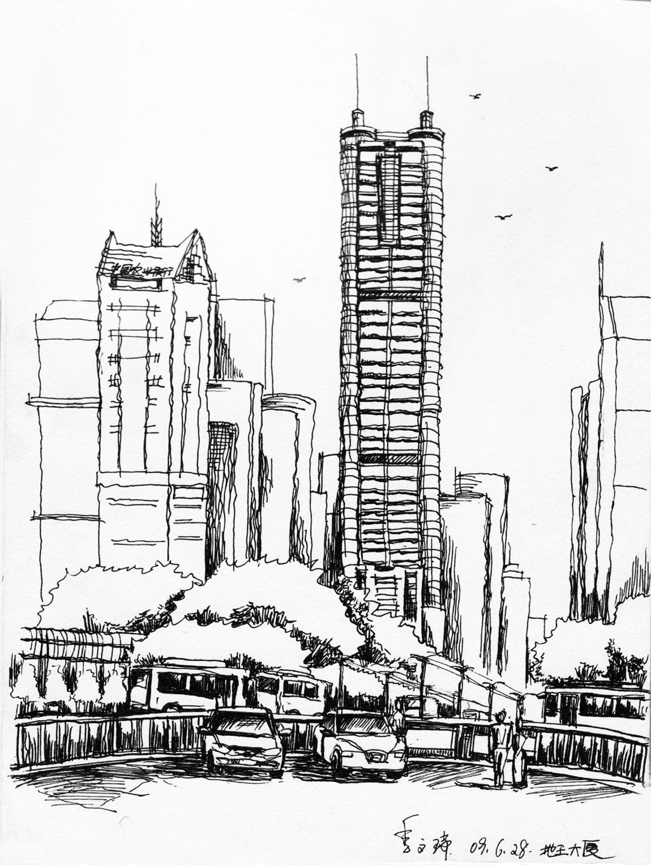 未来城市 素描作品图片
