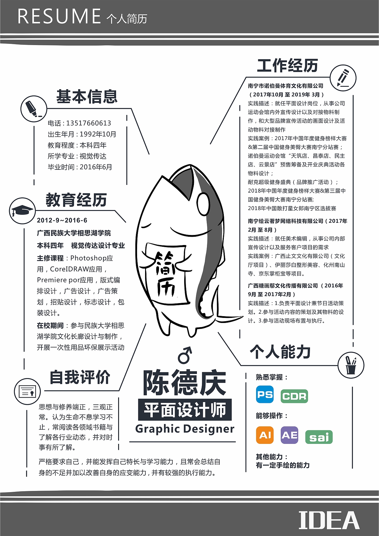 咸鱼简历（图ZMTQ0Nzg2OTcy） - 其他平面 - 站酷设计师专业奇葩原创素材 - 站酷ZCOOL