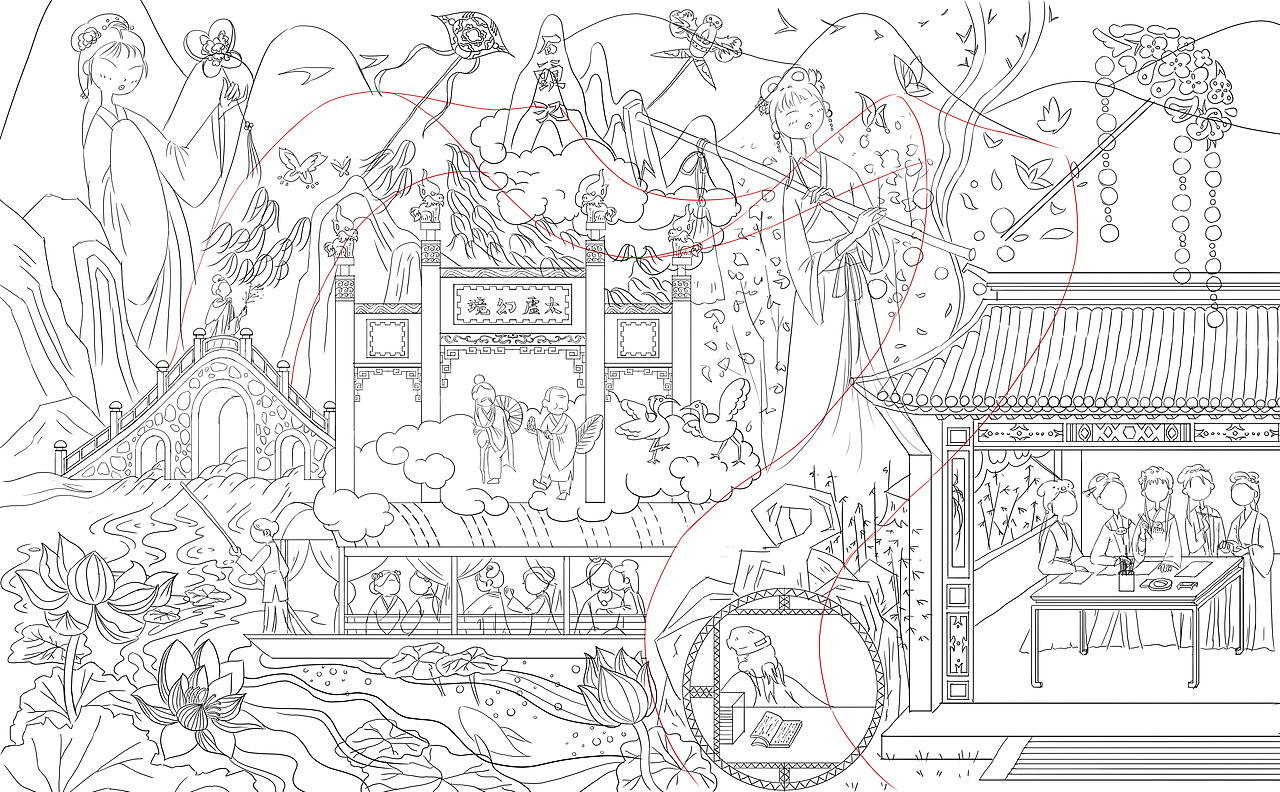 幻境红楼（图ZMzA2MjkyMzY4） - 商业插画 - 站酷设计师乱八原创素材 - 站酷ZCOOL
