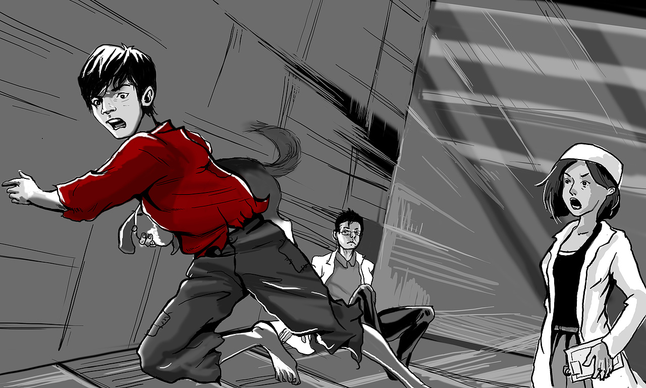 突然,少年疯了似的把医生推倒在地.