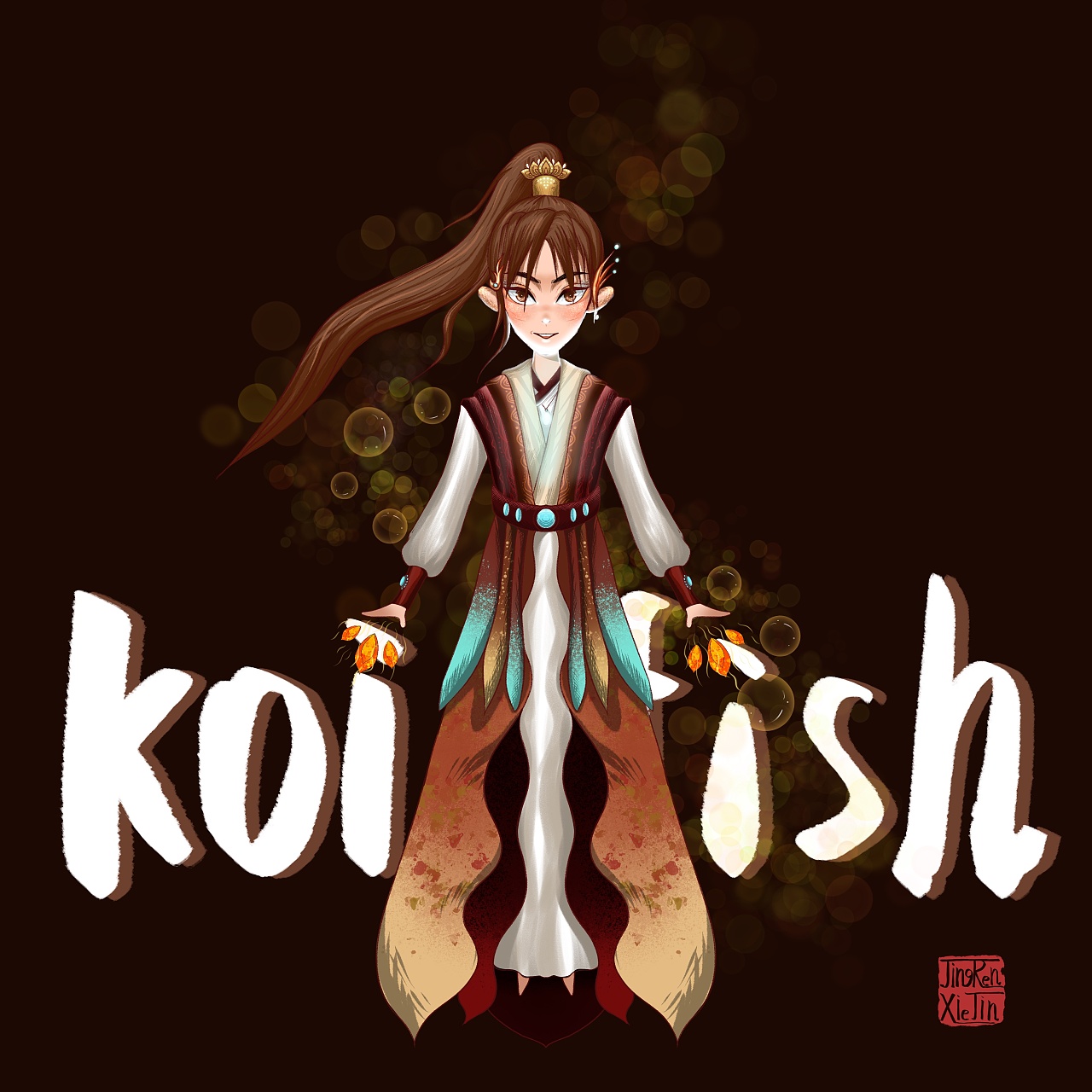 动物角色拟人化,目前画了四个角色:锦鲤(暂定,拟修改),黑猫,虎鲸和