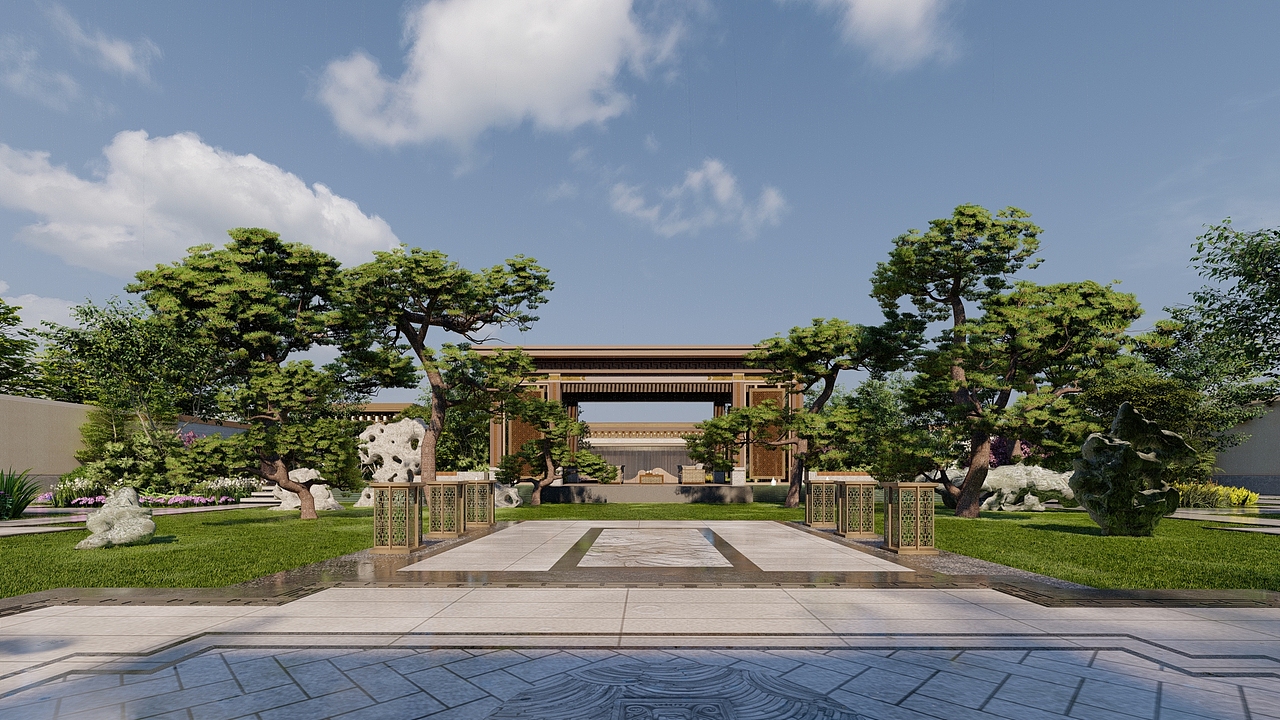 中式四合院现代中式景观（图ZMjE1MjY5NTYw） - 景观设计 - 站酷设计师熙陆设计Tommy原创素材 - 站酷ZCOOL