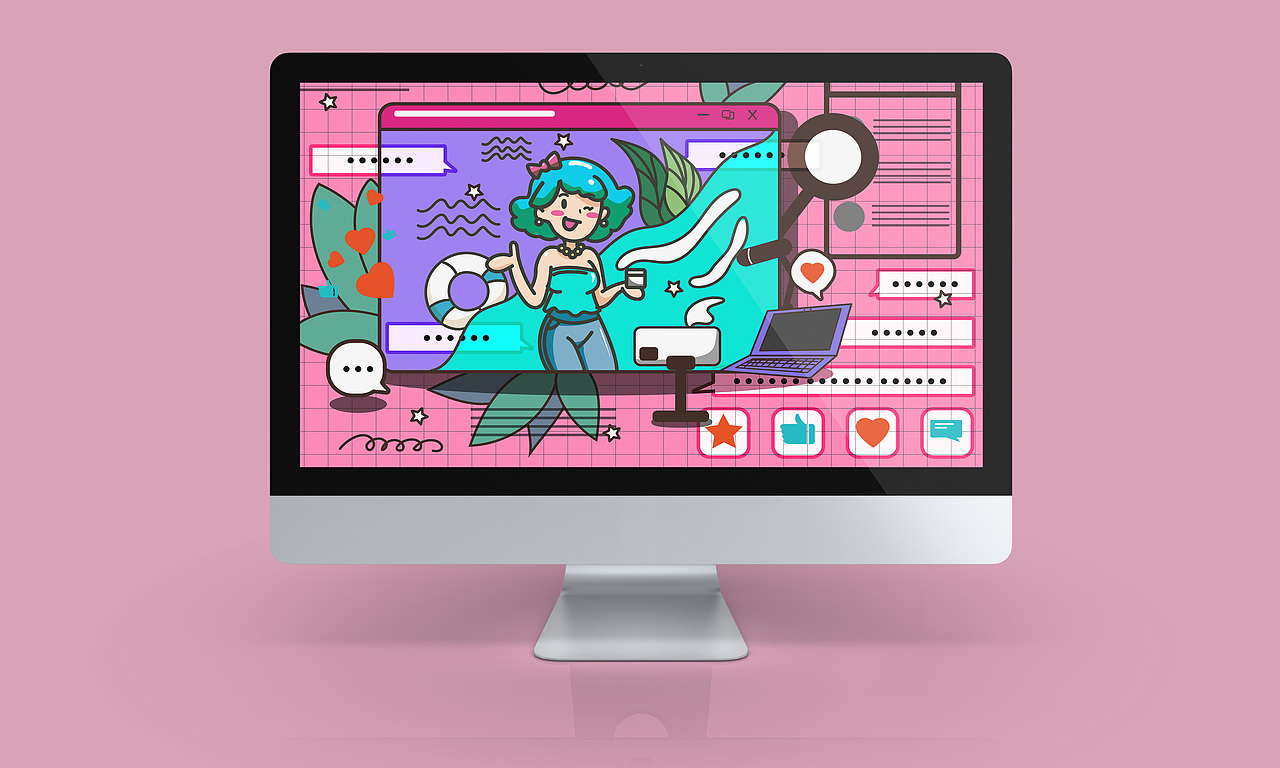 网红直播间（图ZMjE5NzAxNjky） - 商业插画 - 站酷设计师臭臭喵原创素材 - 站酷ZCOOL