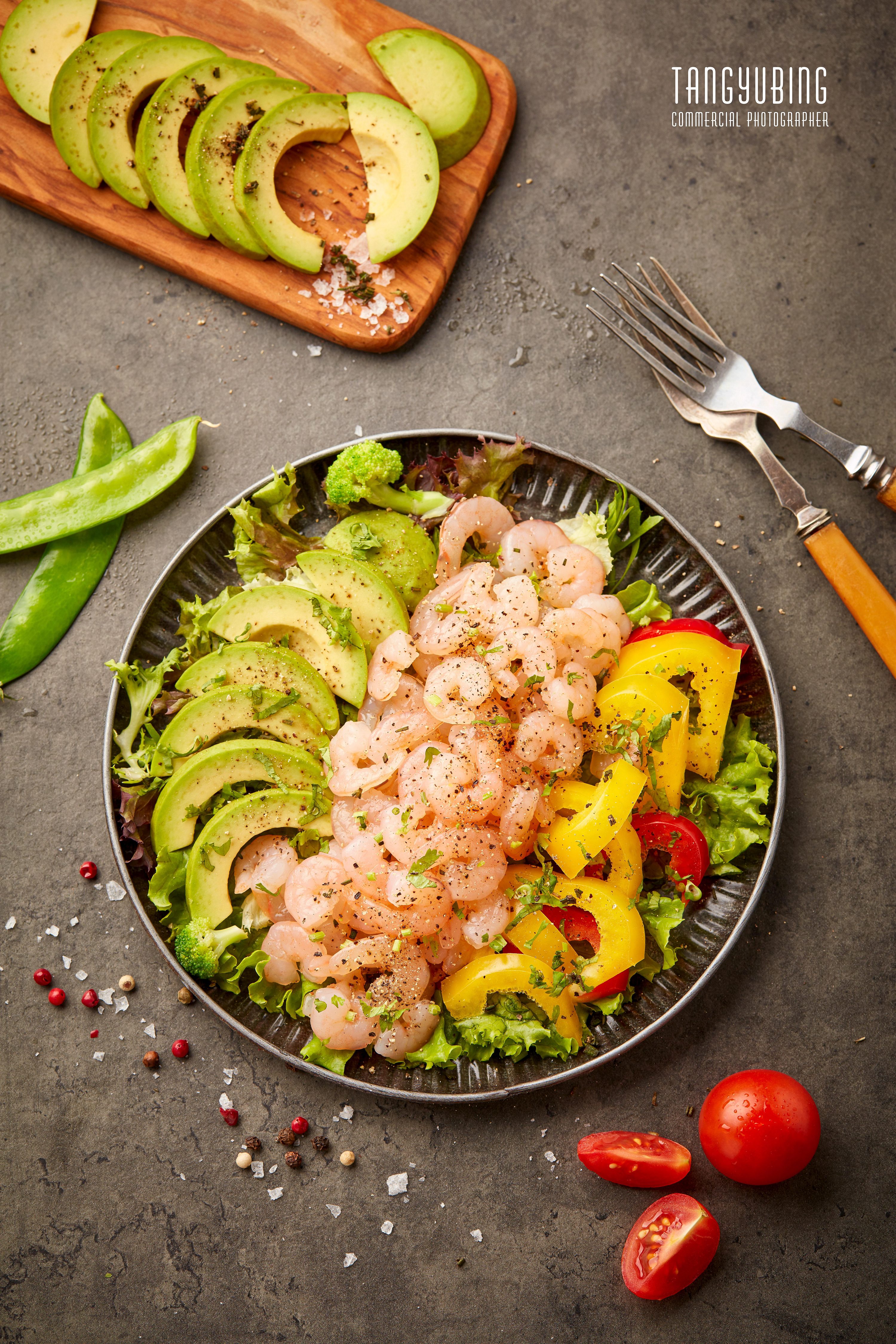 美食摄影—五彩虾仁沙拉