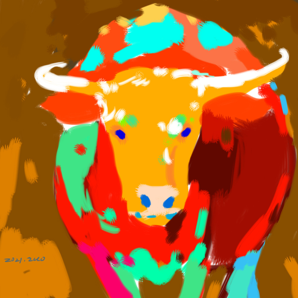 牛年插画色彩牛壁纸
