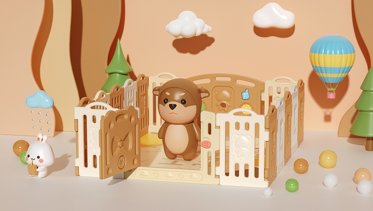熊孩子儿童围栏（图ZMzQxNzg4NTI4） - 玩具 - 站酷设计师哎哟设计AiYo原创素材 - 站酷ZCOOL
