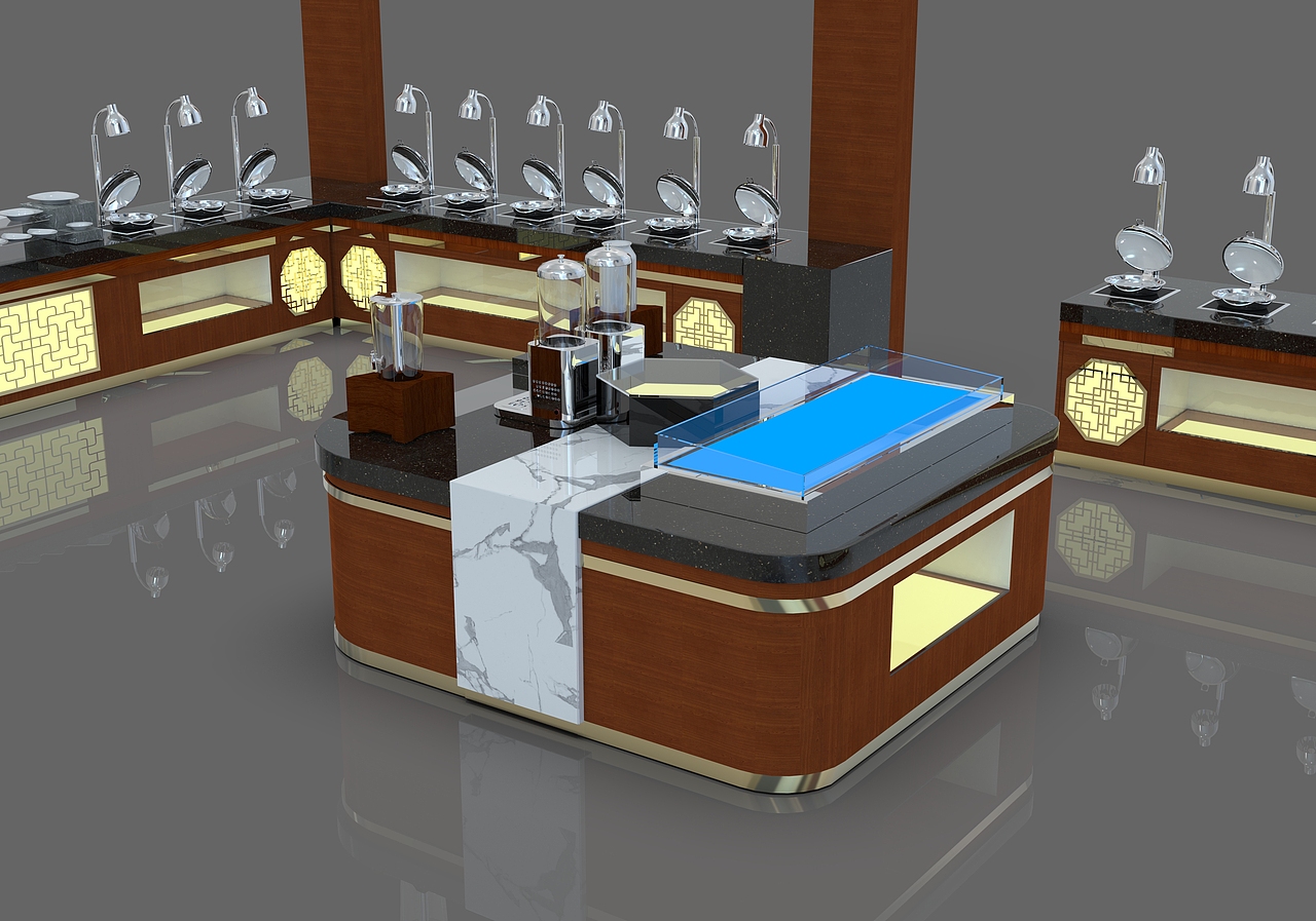 多功能大理石移动布菲车自助餐台设计定制