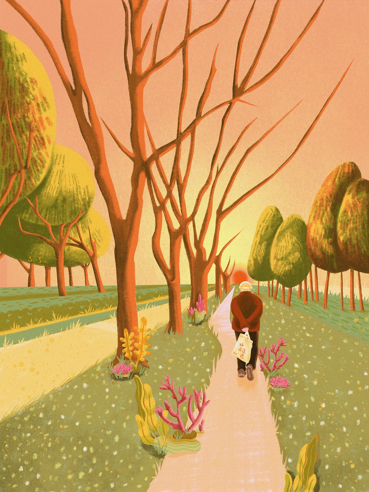 一个插画师的私生活:《目击好运连连》
<br>散步路上遇到一位可爱奶奶,<br>拎着好运连连的袋子,<br>是看见就会有好运降临吗~