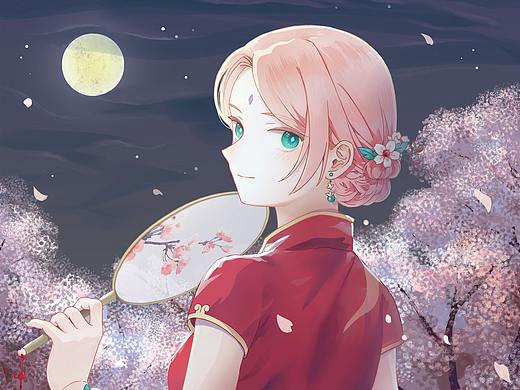 月下赏樱——火影春野樱同人