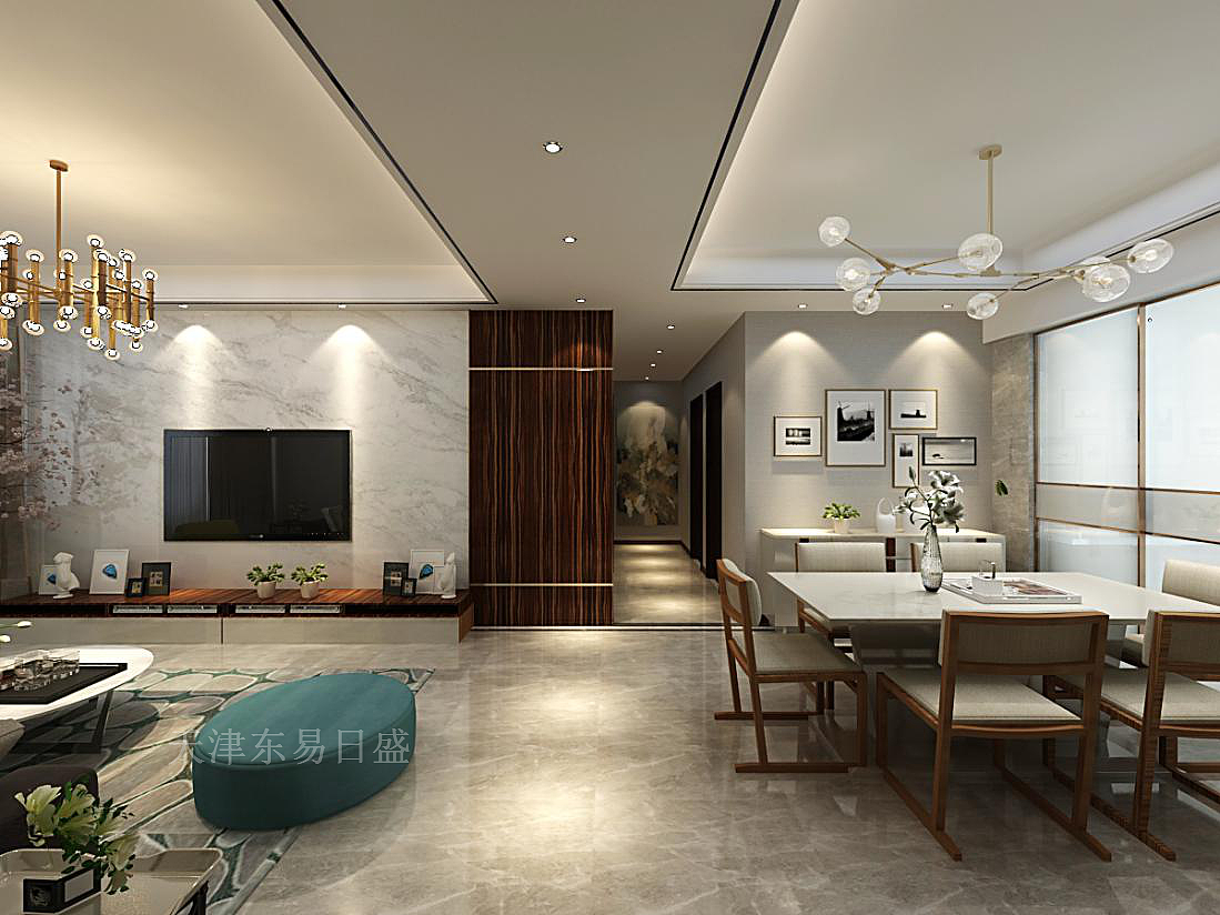 现代新古典140平方米四室两厅客厅装修效果图_土巴兔装修效果图