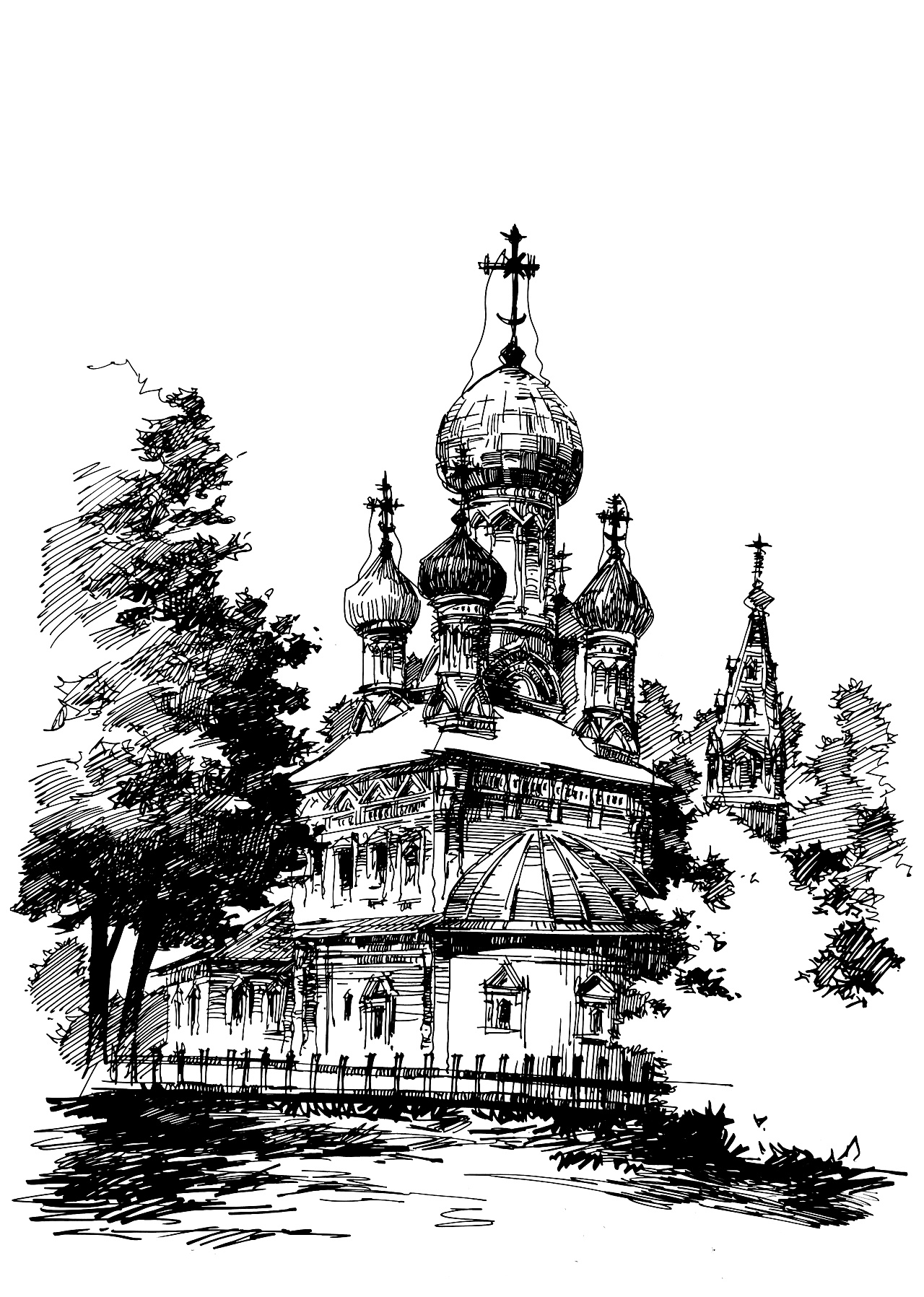 欧式建筑钢笔手绘教程