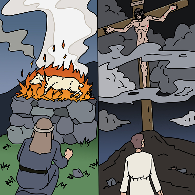 耶稣就是上帝的羔羊,有了他,我们才被上帝称为義人.