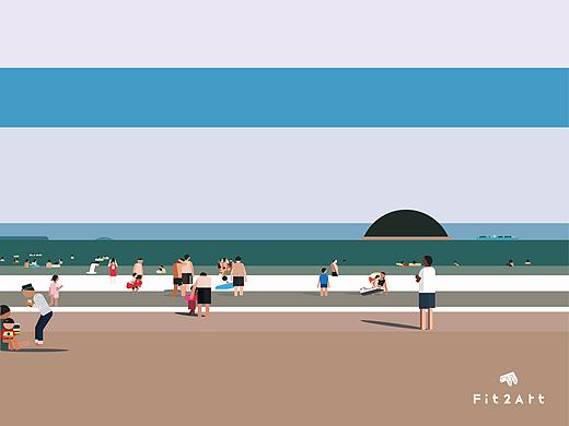 夏日海滩 扁平插画
