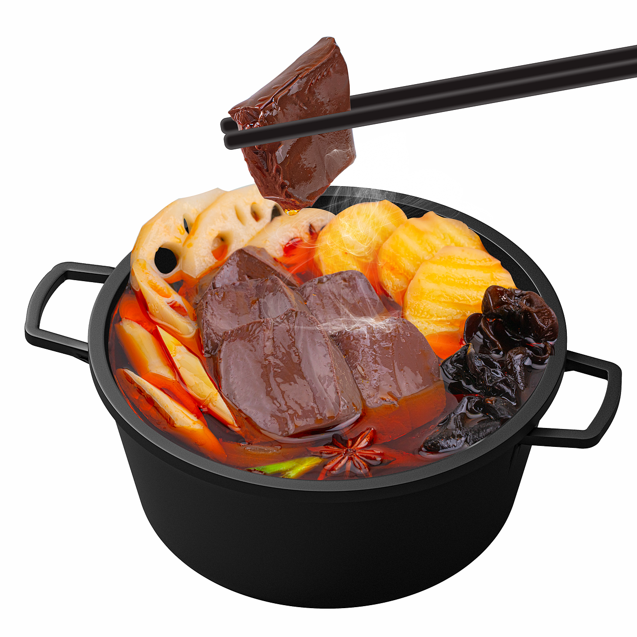 C味出道的自热火锅和米饭