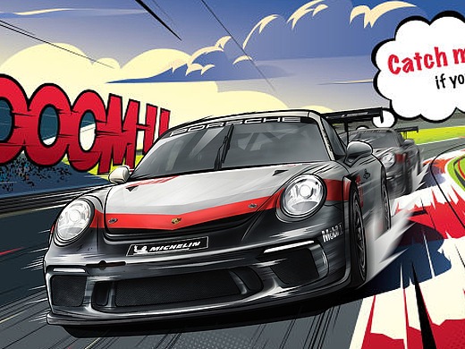 为保时捷 911 gt3 绘制漫画风插画