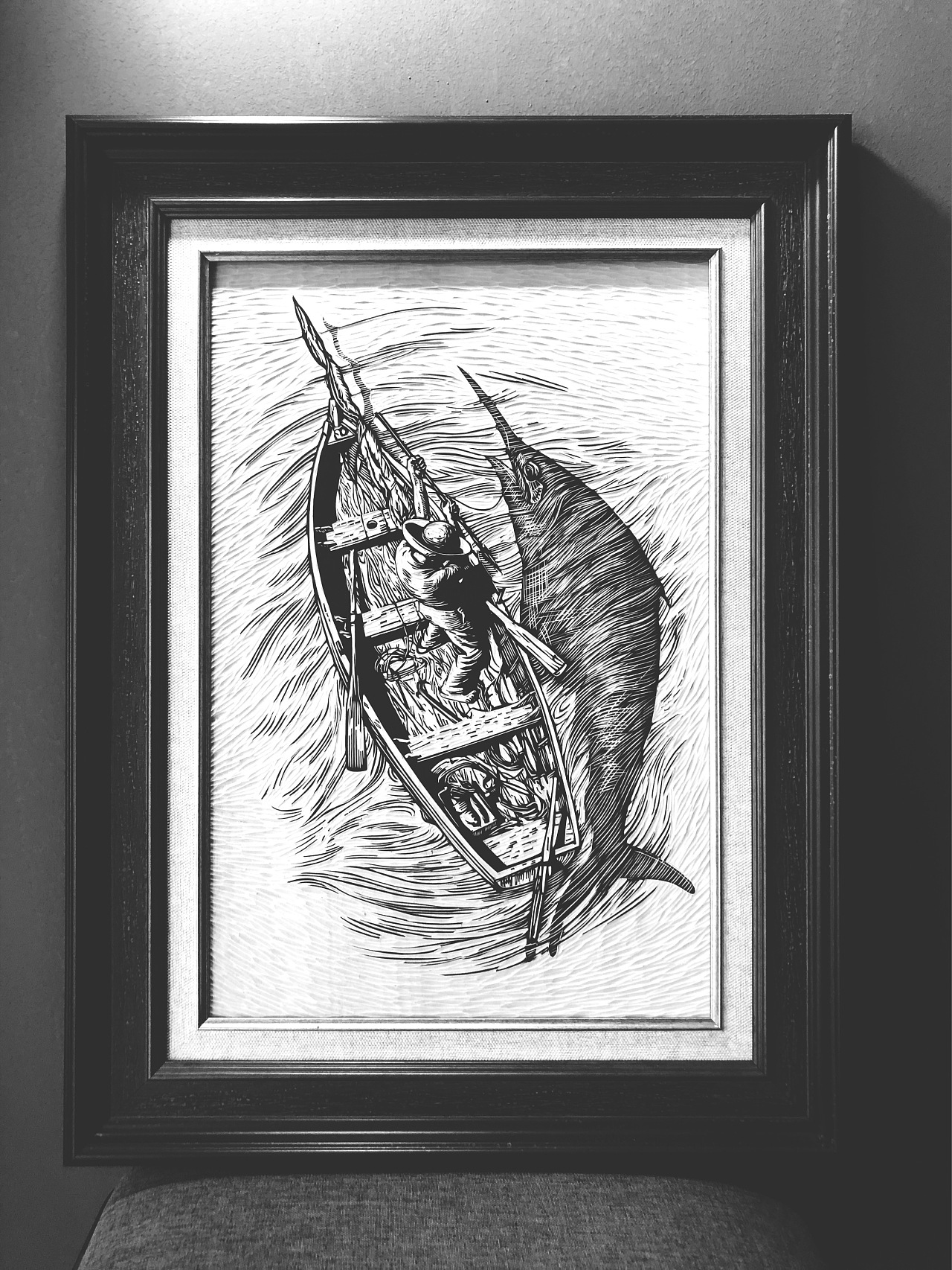 【老人与海】手工雕刻制作木刻版画分享