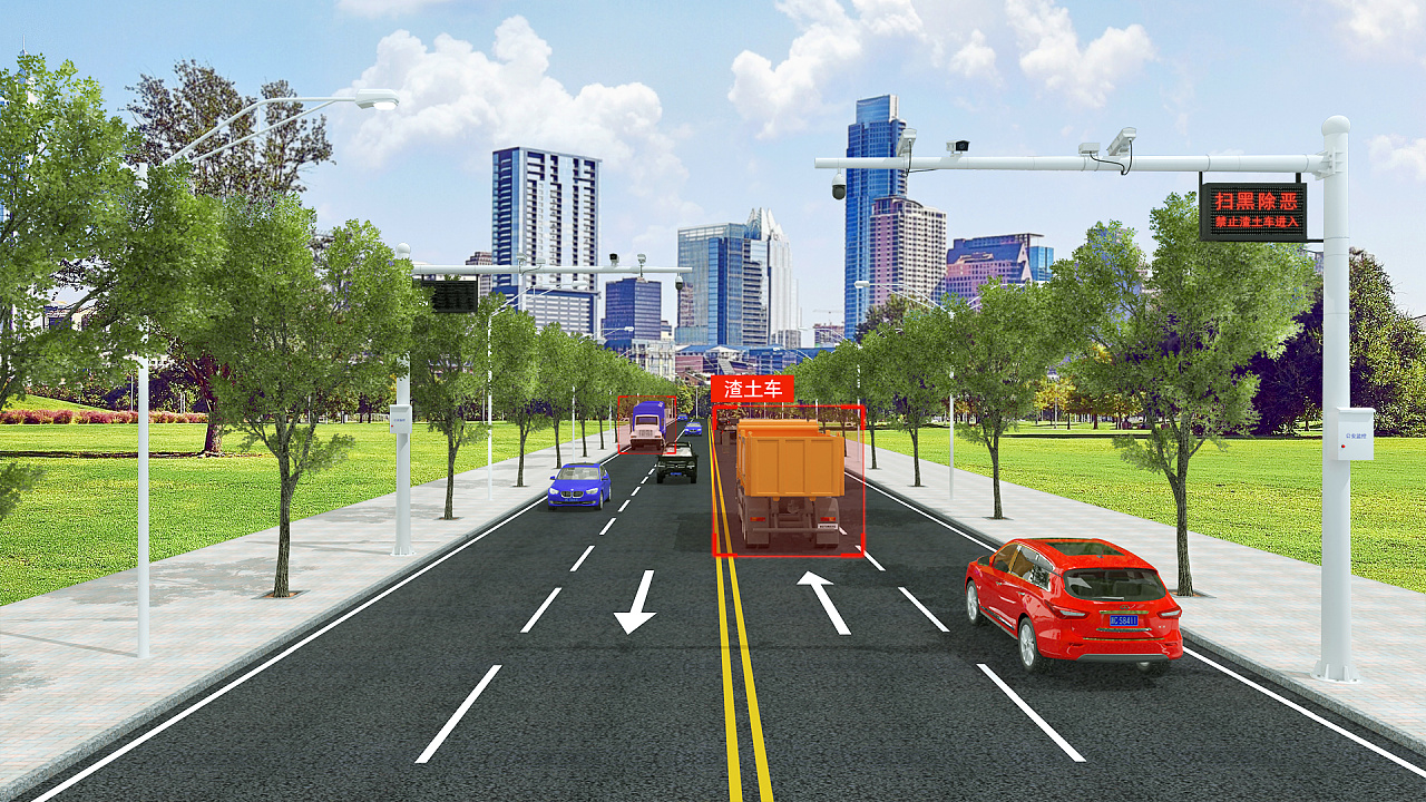 交通路面监控场景及一体化监控杆概念|三维|机械/交通|聪过_原创作品