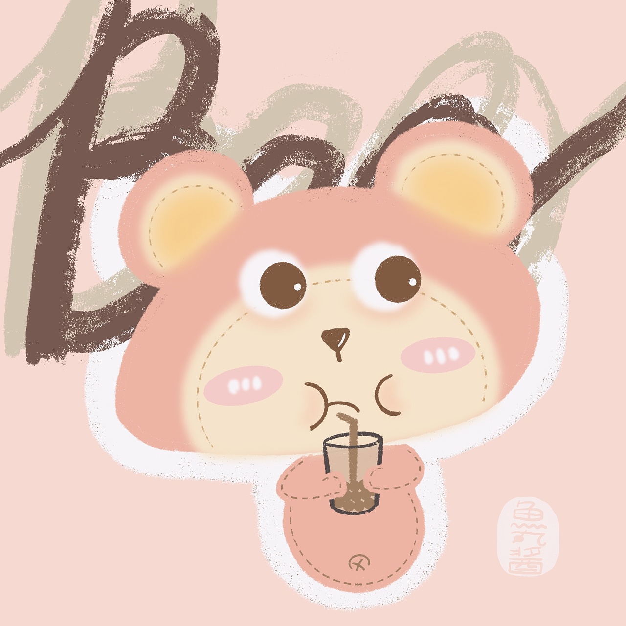 原创手绘插画头像《搞怪动物园系列—beer》