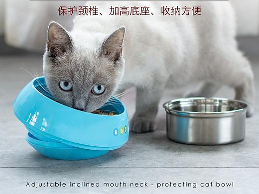 可调节斜口护颈猫碗
