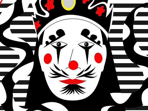 潮汕英歌舞脸谱插画——舞蛇人