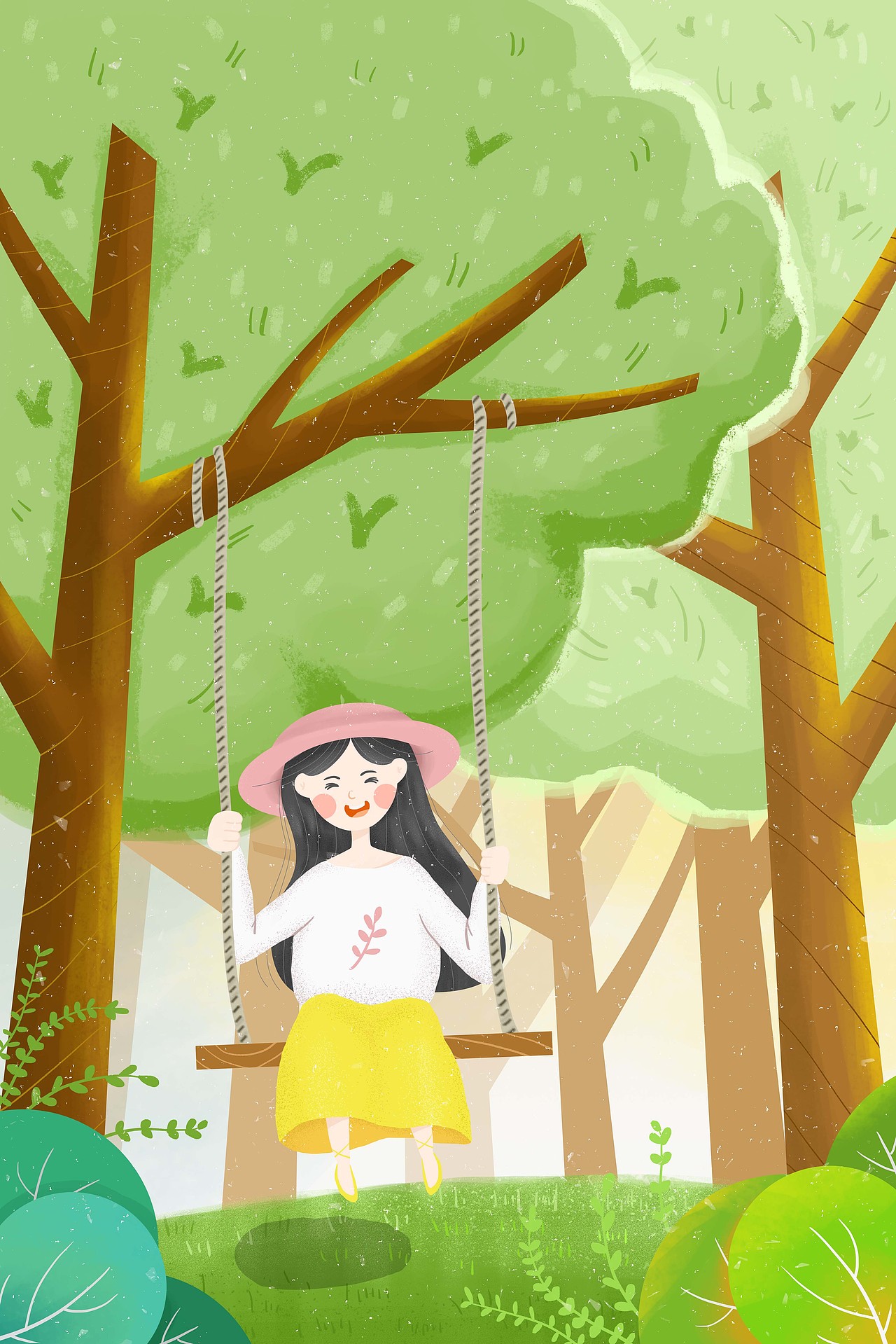 春天到了,我们一起荡秋千吧