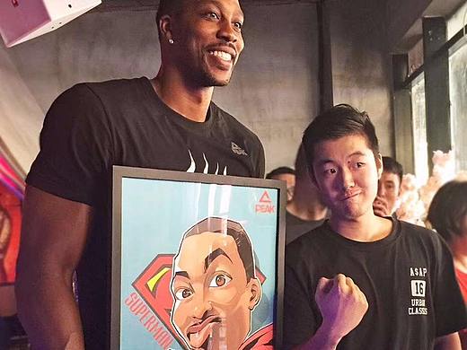 NBA球星魔兽霍华德中国行篮球插画，Q版卡通