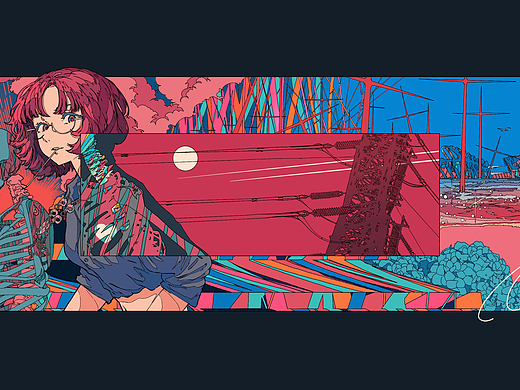 少女横构图插画系列