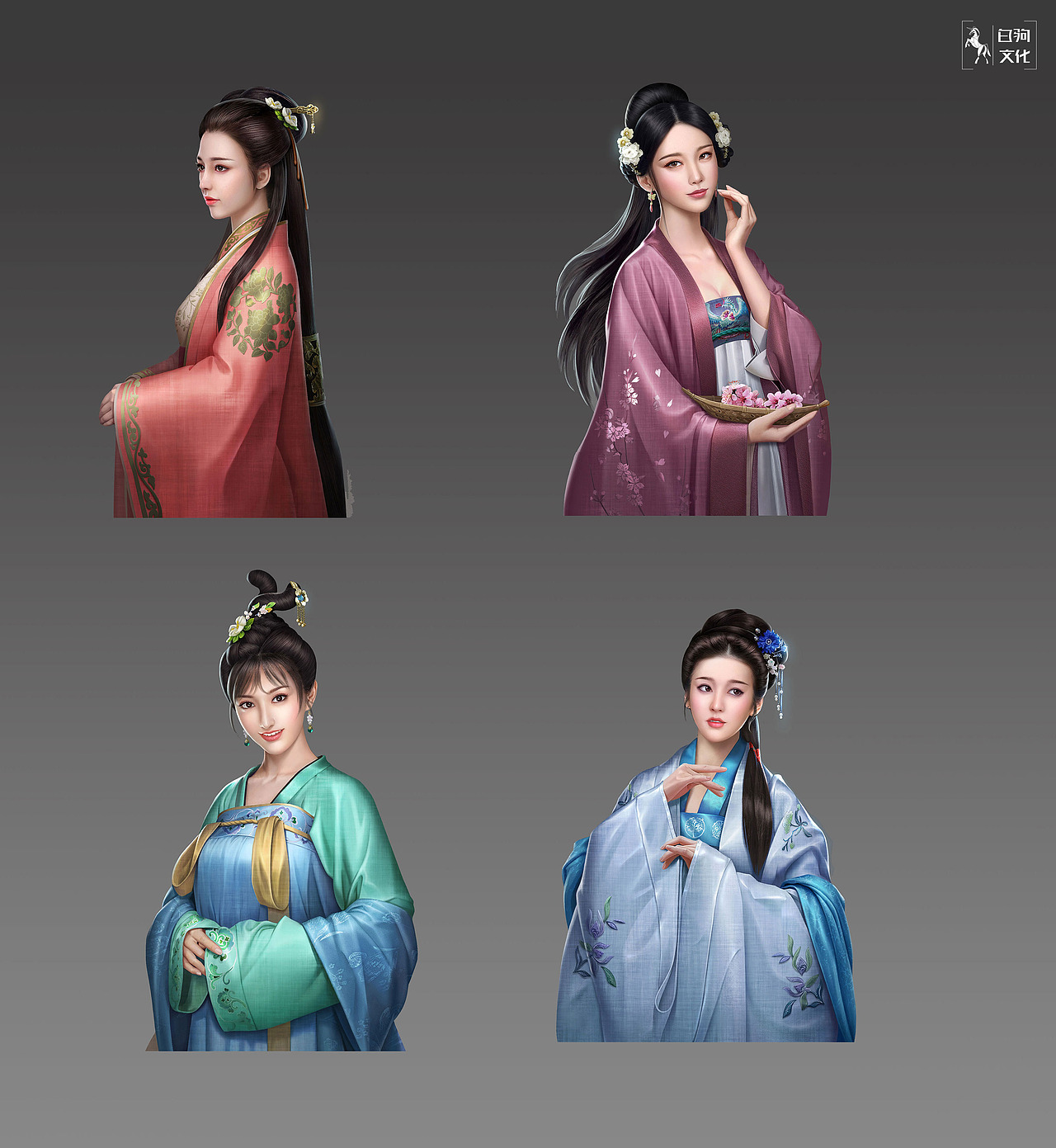 2018年 H5古风写实美女半身像系列（图ZMjQ1NTA0MjI0） - 商业插画 - 站酷设计师白驹文化原创素材 - 站酷ZCOOL