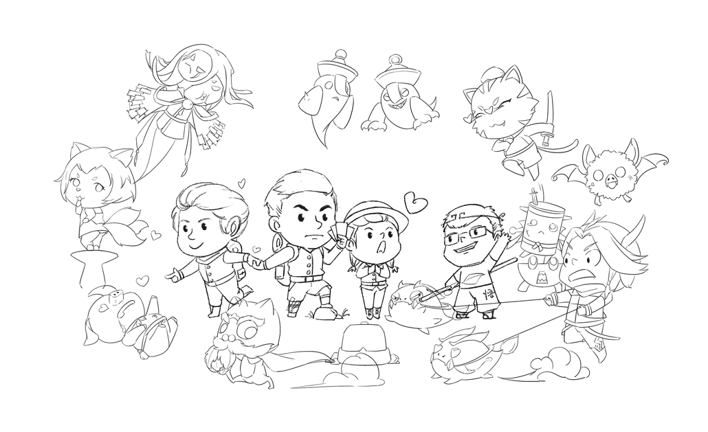 一起来捉妖Q版同人插画<飞哥带你来抓妖>