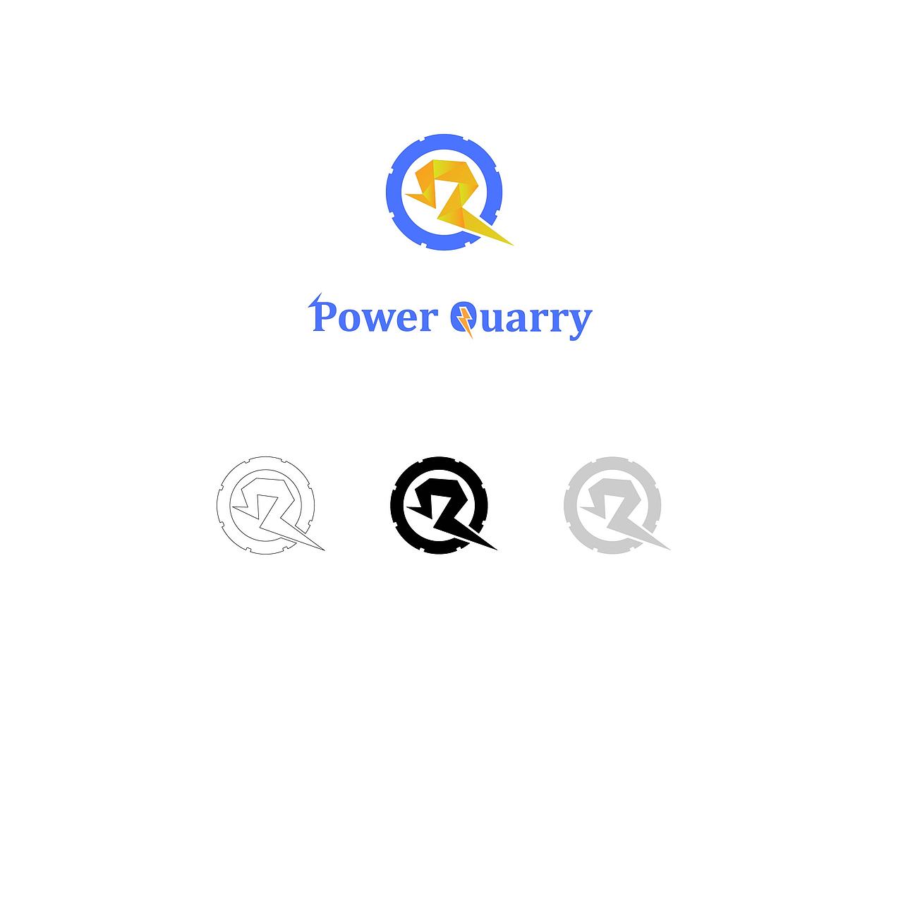 logo图形构思是结合产品性质相关的电能、房车圆形的轮胎以及品牌名称的首字母P和Q,贴合房车电池提供了能量和动力;另外Quarry有采石矿石之意,中间的字母P是融合了电与矿石的形态。