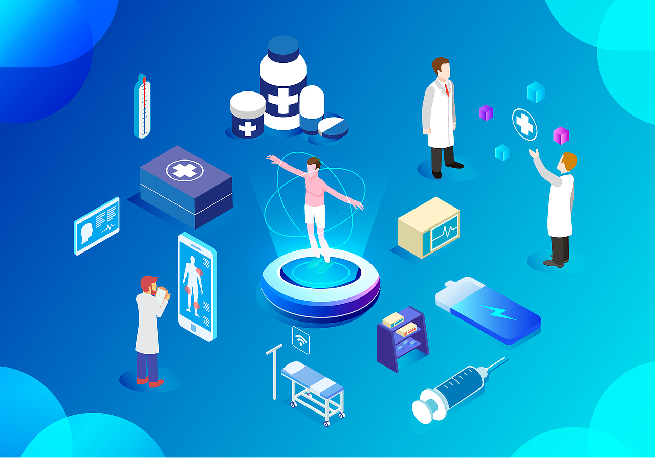 2.5D医疗医院插画