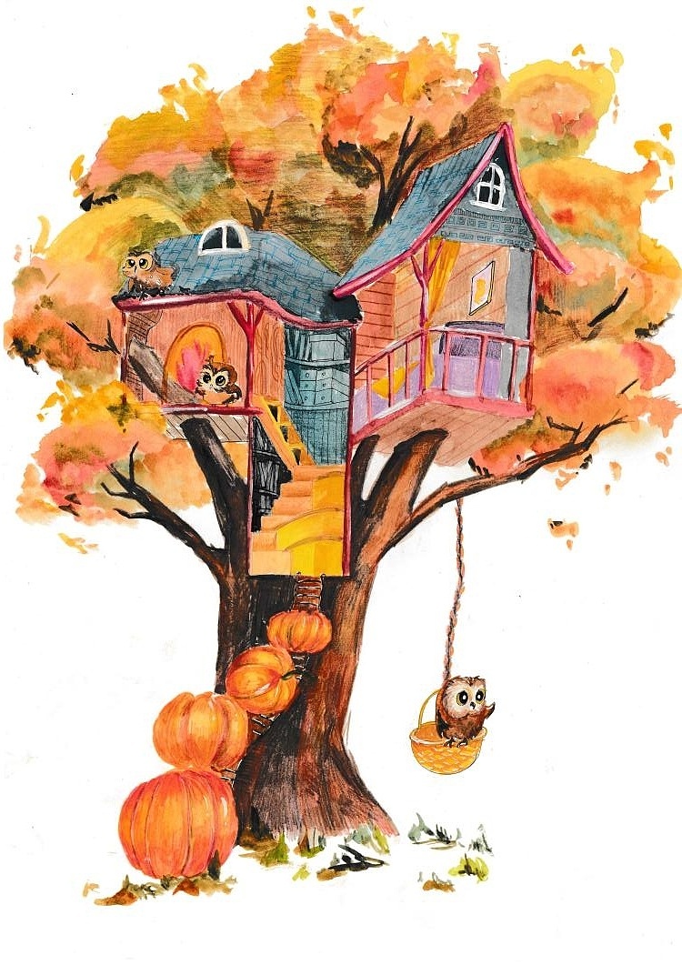 考研手绘插画练习 水彩马克笔彩铅.