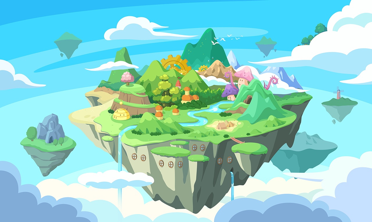 神秘大陆-魔法奇幻设定-岛屿-天空之城场景