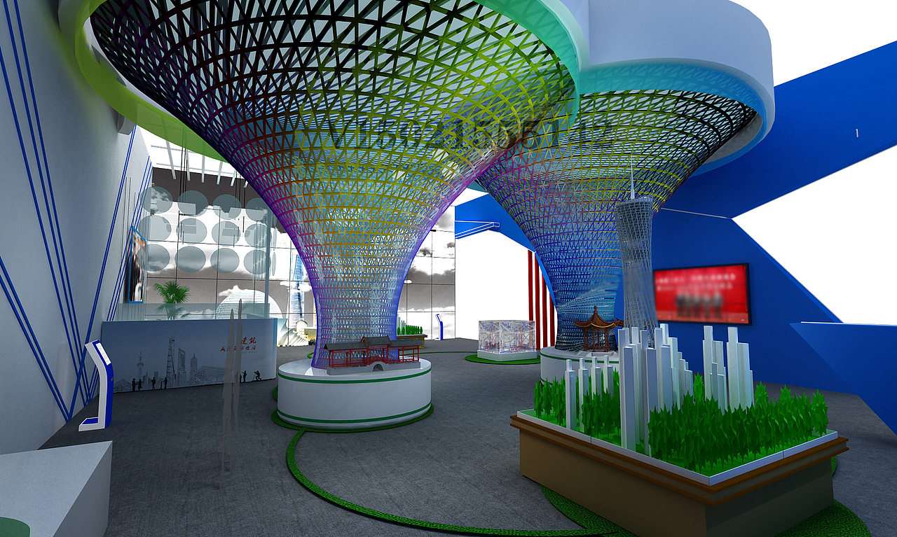 上海智能城市展丨建工技能大赛展台搭建（图ZMTYxMzQ3ODY4） - 展陈设计 - 站酷设计师展台设计原创素材 - 站酷ZCOOL