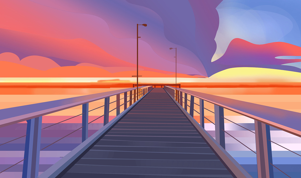 风景转微渐变扁平