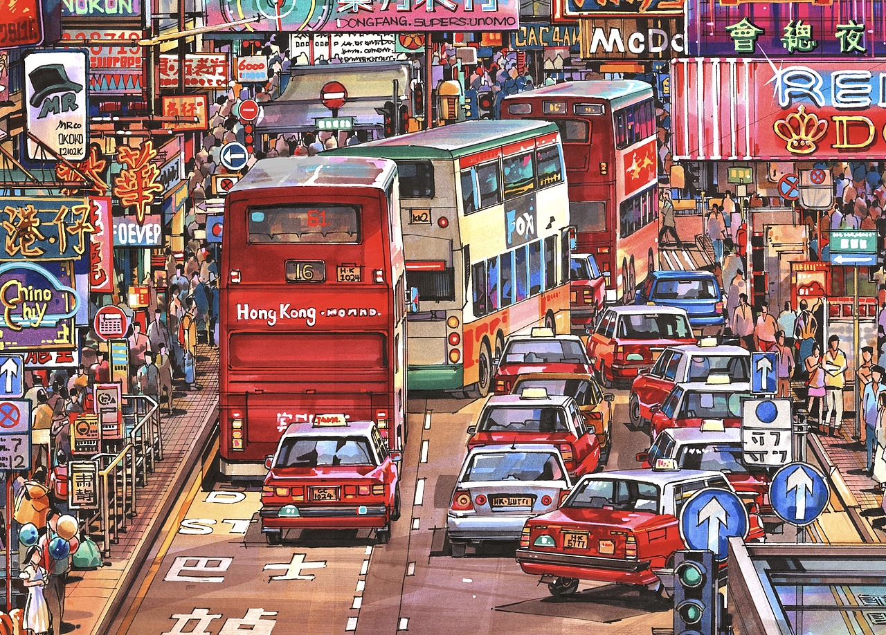 香港街景手绘建筑空间张肖涵手绘