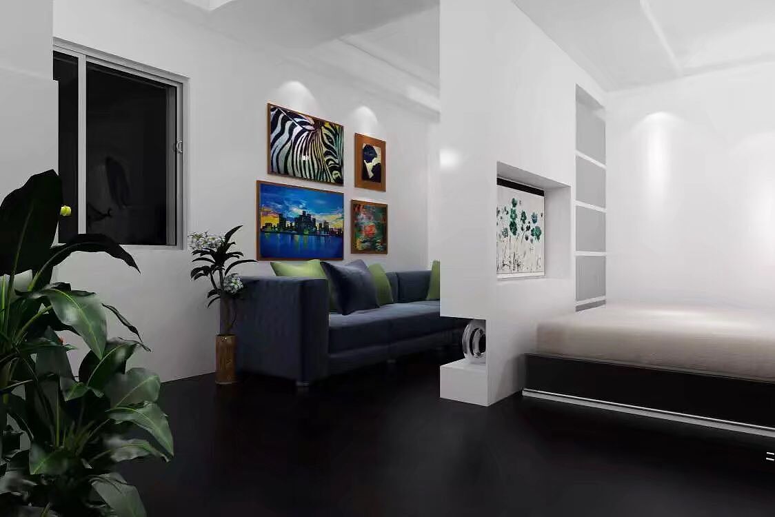 小户型可变性空间3d效果图设计