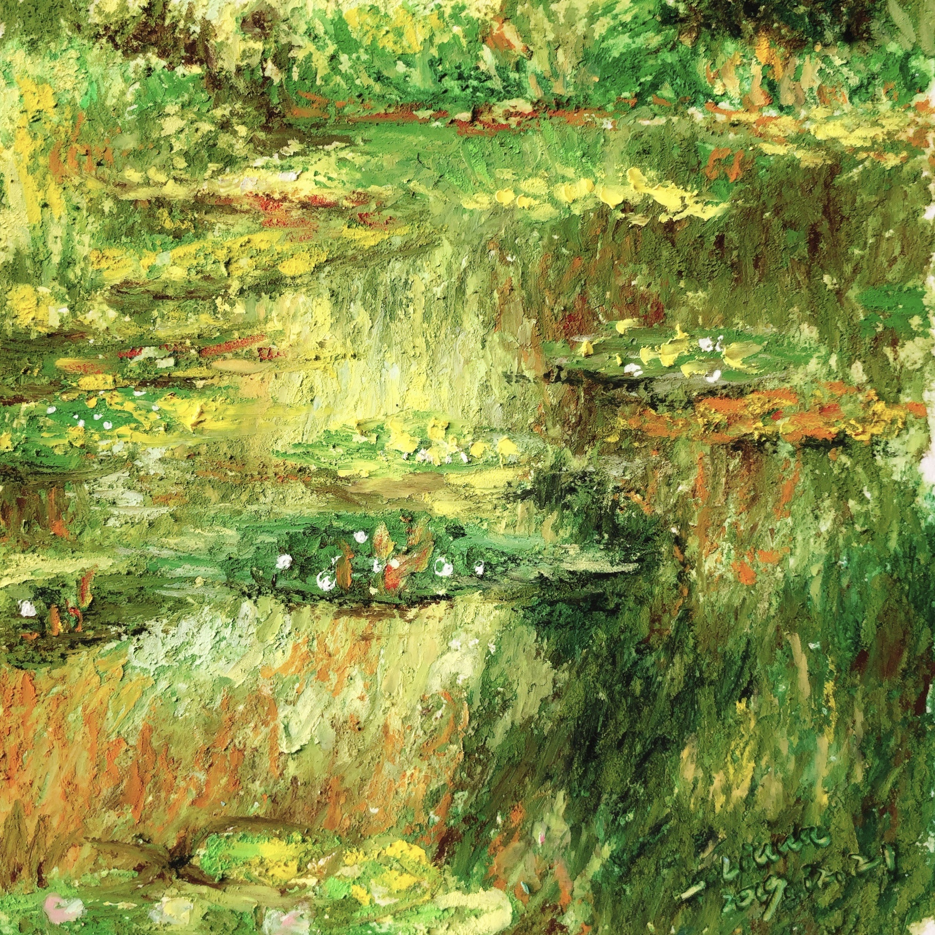 【油画棒】莫奈《睡莲》系列|插画|创作习作|liu赋昕 - 临摹作品