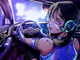 一張比較賽博的插畫