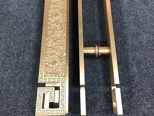 酒店铝板浮雕大门拉手/不锈钢红古铜雕刻大门拉手