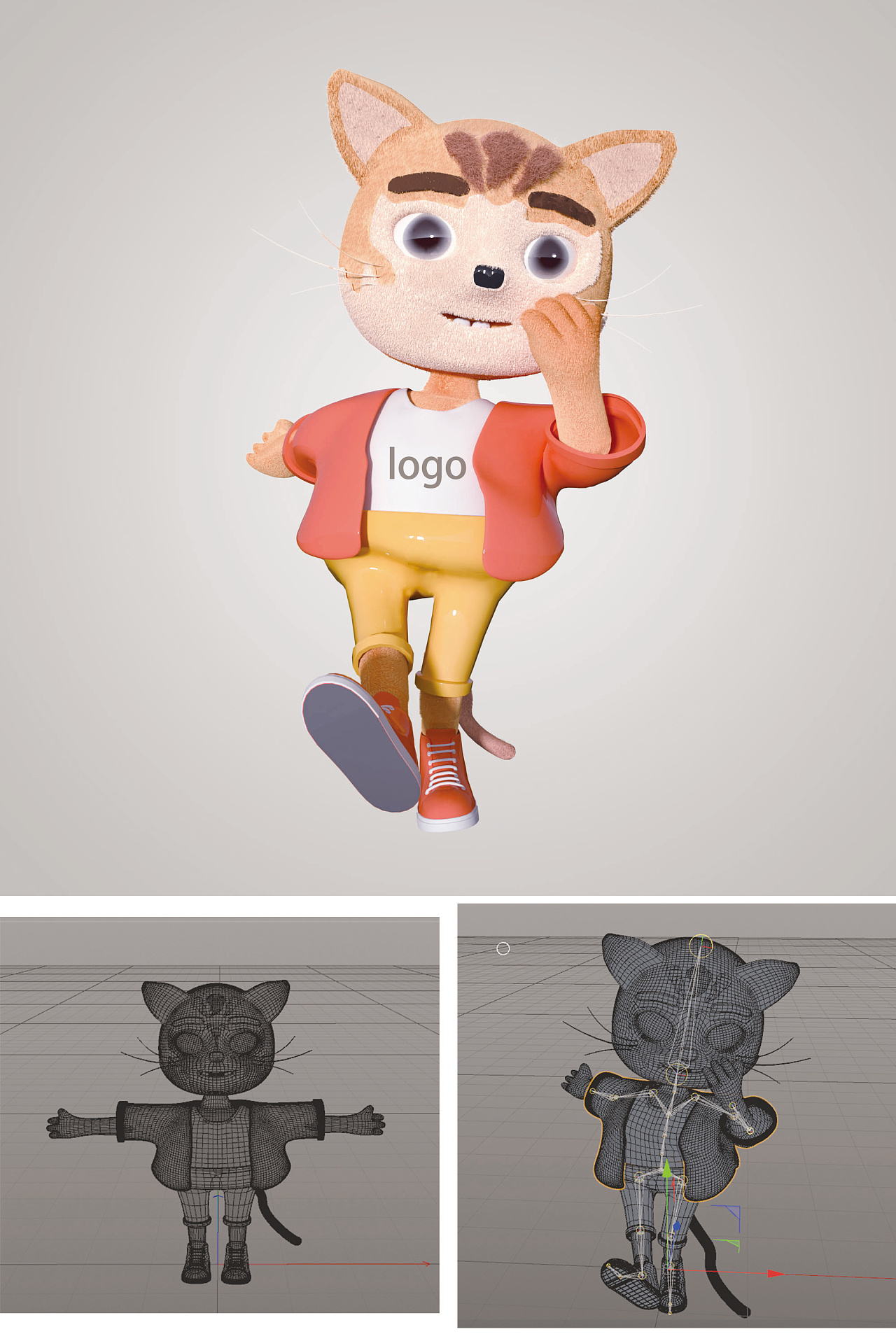 卡通猫咪形象设计-建模渲染