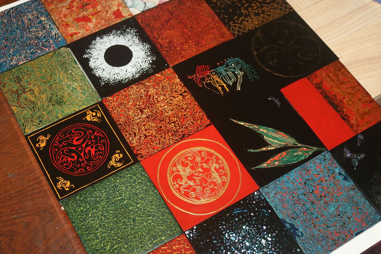 大漆技法练习板集锦