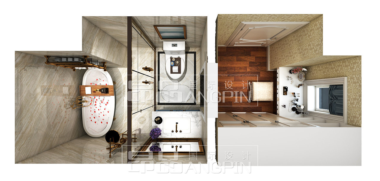 花溪碧桂园两层半别墅装修设计案例厨房卧室装修效果图